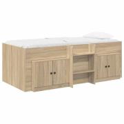 vidaXL Loft sängram med skåp med dörr 3 pcs Sonoma-ek Konstruerat trä