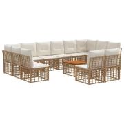 vidaXL Utomhussoffset 13 pcs Naturlig och Creamvit Polyester