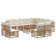 vidaXL Utomhussoffset 13 pcs Naturlig och Creamvit Polyester
