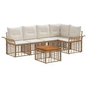 vidaXL Utomhussoffset 6 pcs Naturlig och Creamvit Polyester