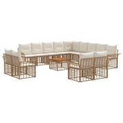 vidaXL Utomhussoffset 14 pcs Naturlig och Creamvit Polyester