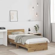 vidaXL Sängram med huvudgavel Artisan-ek 80 x 200 cm Konstruerat trä