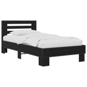 vidaXL Sängram med huvudgavel Svart ek 80 x 200 cm Konstruerat trä