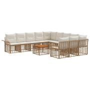 vidaXL Utomhussoffset 12 pcs Naturlig och Creamvit Polyester