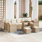vidaXL Trädgårdsoffset 10 pcs Beige konstrotting