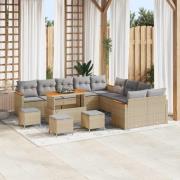 vidaXL Trädgårdsoffset 14 pcs Beige konstrotting