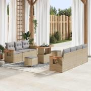 vidaXL Trädgårdsoffset 10 pcs Beige konstrotting
