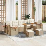 vidaXL Trädgårdsoffset 10 pcs Beige konstrotting
