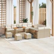 vidaXL Trädgårdsoffset 14 pcs Beige konstrotting