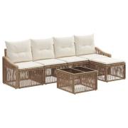 vidaXL Trädgårdsoffset 6 pcs Beige konstrotting
