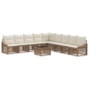 vidaXL Trädgårdsoffset 10 pcs Beige konstrotting