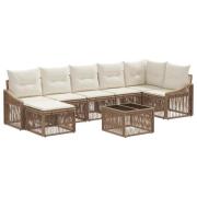 vidaXL Trädgårdsoffset 8 pcs Beige konstrotting