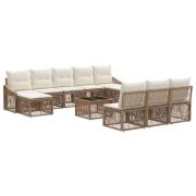 vidaXL Trädgårdsoffset 11 pcs Beige konstrotting