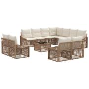 vidaXL Trädgårdsoffset 12 pcs Beige konstrotting