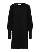 Selected Femme Slflulu Ls Knit Dress O-Neck B Noos Svart