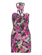 ROTATE Birger Christensen Satin Jersey Mini Dress Rosa