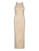 Gina Tricot Open Back Crochet Dress Beige