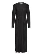 Selected Femme Slfellie Ls Plisse Maxi Dress Svart