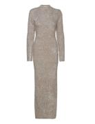 ROTATE Birger Christensen Glitter Knit Maxi Dress Guld