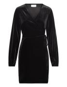 Vila Vikatja L/S Short Velvet Wrap Dress/Ka Svart