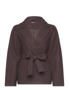 Gina Tricot Belted Short Coat Brun