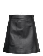 IVY OAK Leather A-Line Mini Skirt Svart