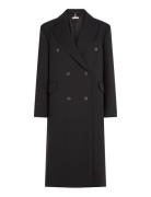 Tommy Hilfiger Viscose Blend Db Long Coat Svart