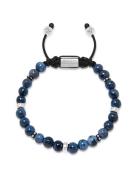 Nialaya Men's Beaded Bracelet With Blue Dumortierite And Silver Blå