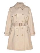 Lauren Women Double-Breasted Cotton-Blend Trench Coat Beige