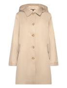 Lauren Ralph Lauren Hooded Cotton-Blend Balmacaan Coat Beige