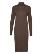 Calvin Klein Extra Fine Wool High-Nk Dress Brun