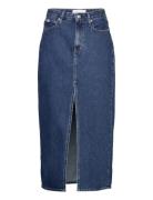 Calvin Klein Jeans Front Split Maxi Denim Skirt Blå