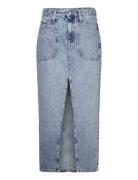 Calvin Klein Jeans Front Split Maxi Denim Skirt Blå