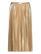 Lauren Ralph Lauren Pleated Metallic Chiffon Skirt Guld