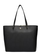 Lauren Ralph Lauren Crosshatch Leather Large Karly Tote Svart