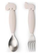 Easy-Grip Spoon And Fork Set Deer Friends Sand Home Meal Time Cutlery ...