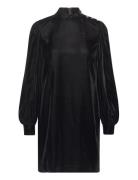 Lauren Ralph Lauren Button-Trim Velvet Mockneck Dress Svart