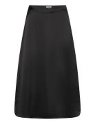 Object Objsateen Mw Midi Skirt Div Svart