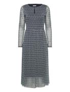 Tom Tailor Printed Mesh Dress Marinblå