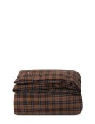 Brown/Dk Gray Checked Cotton Flannel Duvet Cover Home Textiles Bedtext...