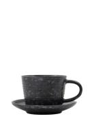 Cup W. Saucer, Pion, Black/Brown Home Tableware Cups & Mugs Coffee Cup...