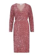 Vila Viylla L/S Wrap Mid Calf Sequin Dress/Ka Rosa