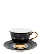 Cup With Saucer - Anima Gemella Nero Home Tableware Cups & Mugs Tea Cu...