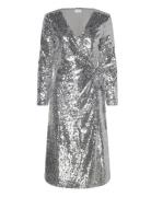 Vila Vijuliana L/S Wrap Midi Sequins Dress/Ka Silver