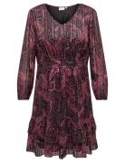 ONLY Carmakoma Carclarie Life L/S V-Neck Dress Aop Rosa