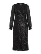 Vila Vimaia Ls Sequin Midi Wrap Dress/Dc Svart