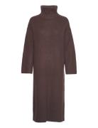 Selected Femme Slfelina Ls Knit Highneck Dress B Brun