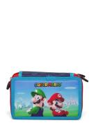 Super Mario Super Mario, Pencil Case, Filled - Triple Decker Blå