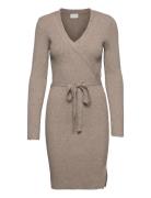 Vila Viril Wrap L/S Knit Dress - Noos Beige