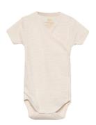 Copenhagen Colors Baby Striped Wrap Body W. Short Sleeve Kräm